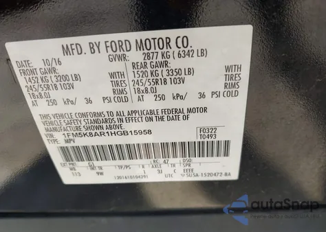 2017 Ford Police Interceptor from USA, damaged, VIN 1FM5K8AR1HGB15958